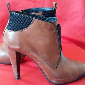 Todd's Brown Leather Booties High Heel S 9.5